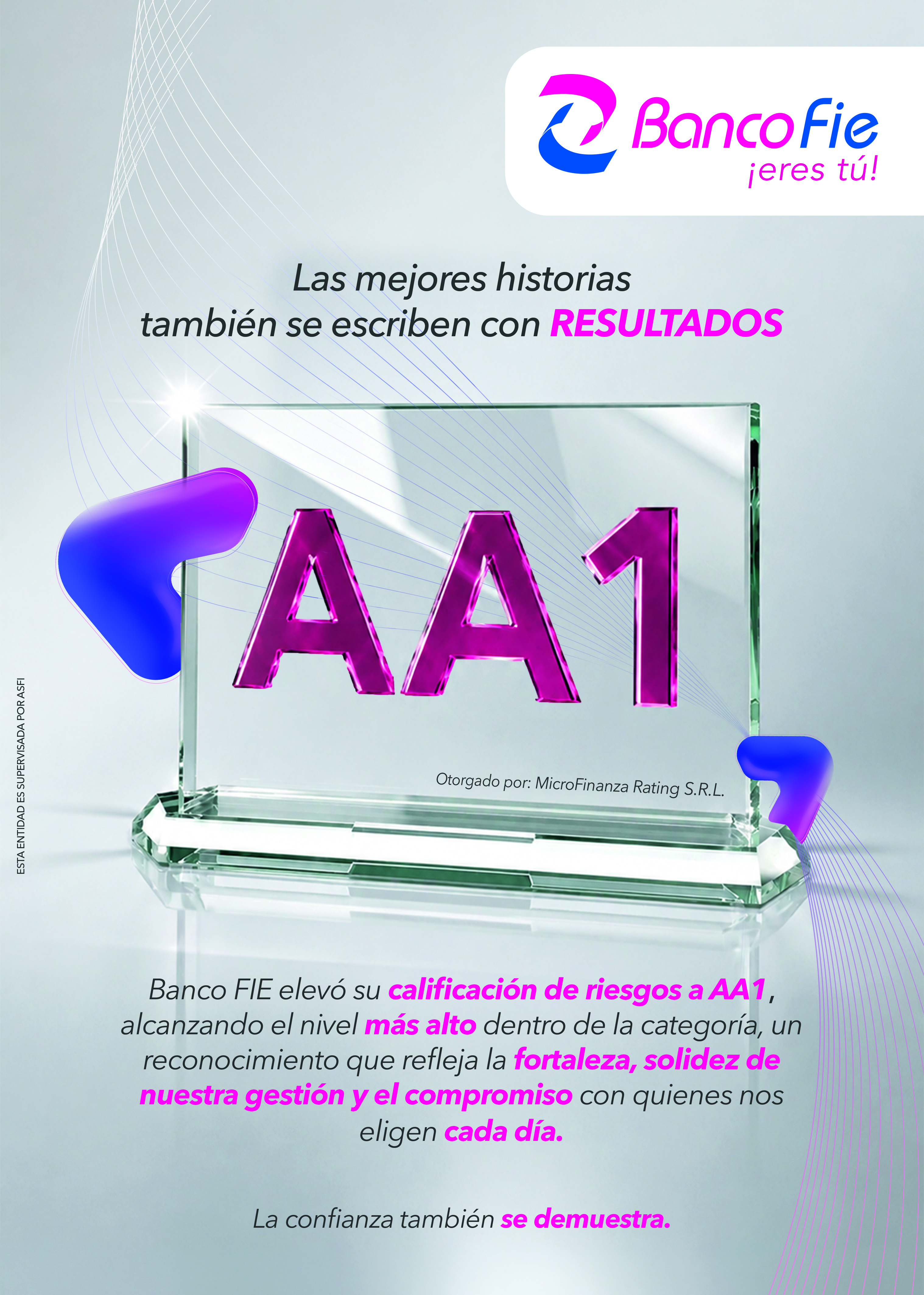 Banco FIE eleva su calificación de riesgo a AA1